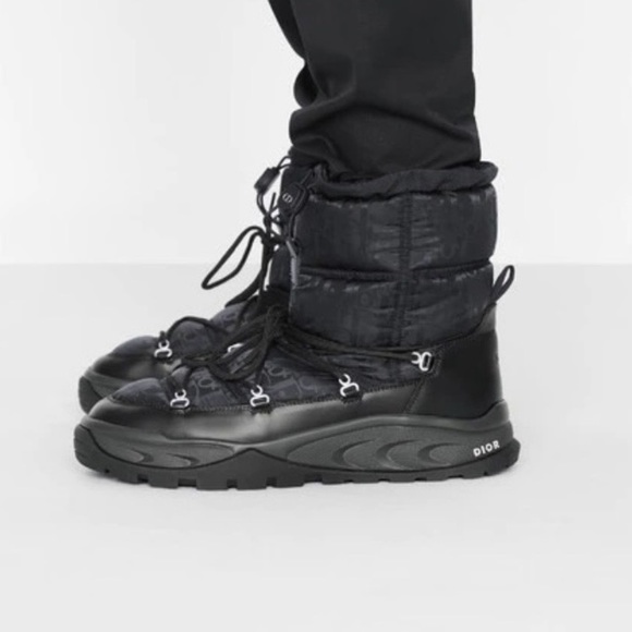 Christian Dior Snow Boots Oblique Black Logo Winter Ski Lace Up Monogram Logo - Picture 4 of 14